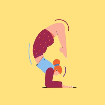 Fototapeta Woman Doing Yoga and Handstand