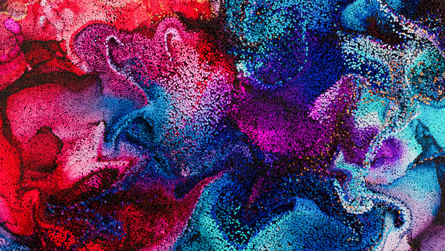 Abstract 3D render of flowing particles