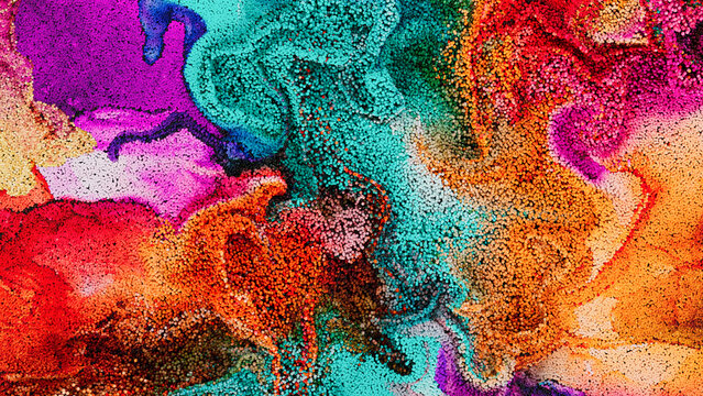 Abstract 3D render of flowing particles