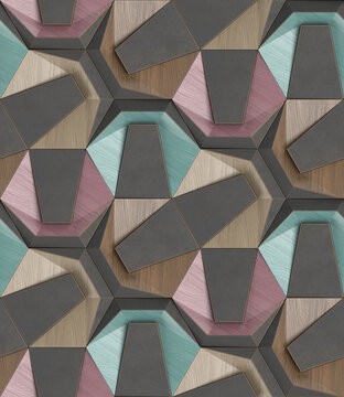 3D pattern of a futuristic hexagon design.
