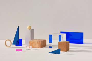 Abstract Geometric Shapes Displayed in Artistic Minimalist Composition