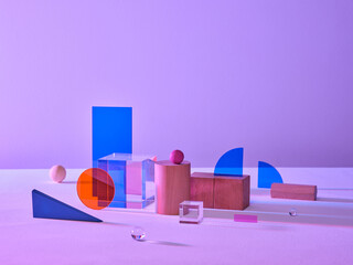 Geometrical Abstract Composition with Transparent Shapes