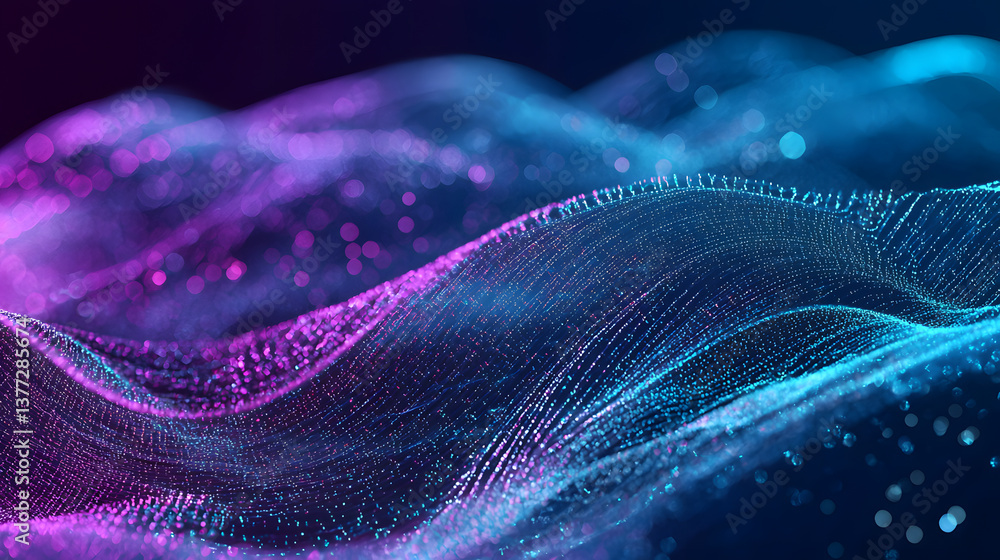 Poster augmented reality visualized through dynamic waves digital wallpaper background abstract environment