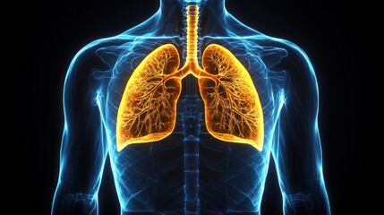 Simple diagram of human lungs with anatomical details