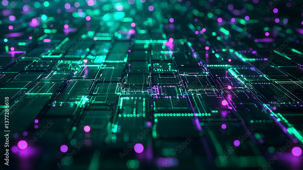 Poster cybersecurity and encryption visualized blockchain technology background wallpaper futuristic digita