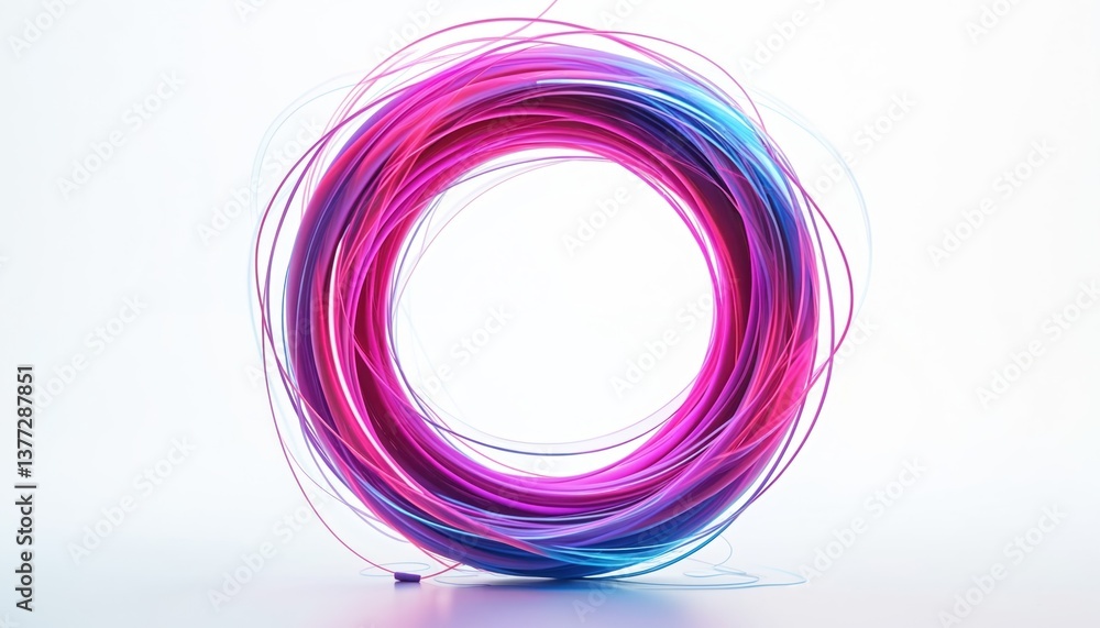 Poster dynamic neon frame. modern futuristic round tech concept with vibrant curved lines in blue, purple, 