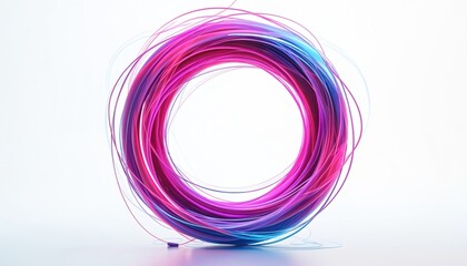Dynamic neon frame. Modern futuristic round tech concept with vibrant curved lines in blue, purple, pink colors. Abstract design for web interface design, innovation, technology, digital, graphic,