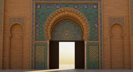 Intricate Moroccan Architecture: A Majestic Entrance to a Mosque