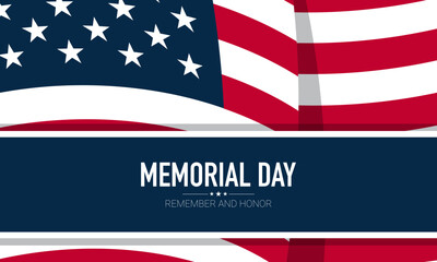 Memorial Day Greeting Card Design with American Flag Illustration.