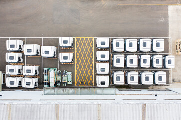 Aerial View of Truck Manufacturing Facility with Cabs