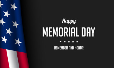 Memorial Day American Flag Greeting Card Template Design.