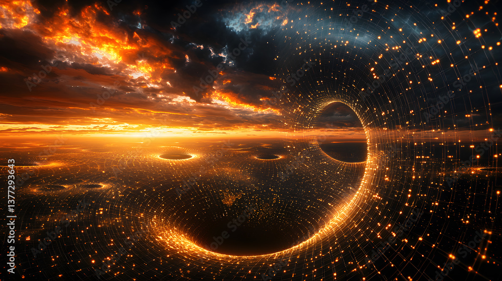 Poster dynamic cloud computing visualization digital landscape wallpaper stunning background with abstract 