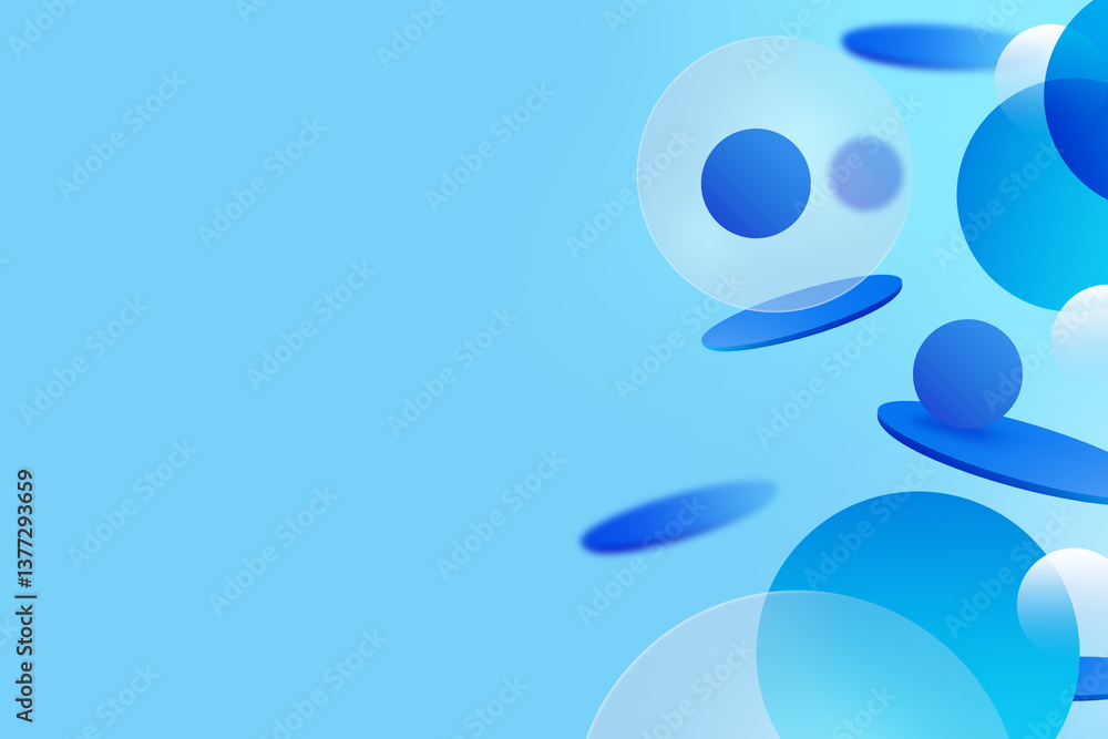 Poster abstract 3d geometric circle gradient soft light blue bokeh background for graphic business backgrou
