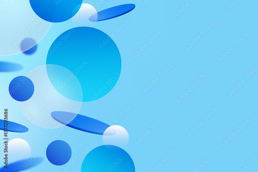 Poster abstract 3d geometric circle gradient soft light blue bokeh background for graphic business backgrou