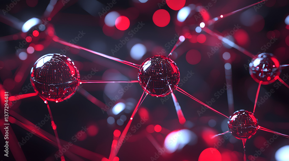 Poster decentralized systems and cloud computing visualized abstract background wallpaper modern technology