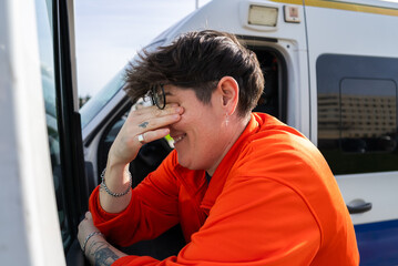 Laughing worker