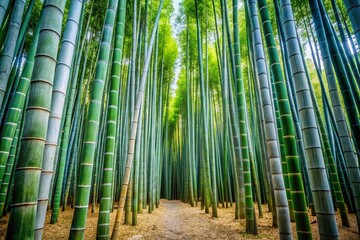 Fototapeta premium Majestic Bamboo Forest: Close-up of Tall, Slender Trunks