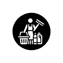 Fototapeta premium Room housekeeping cleaning service house cleaning icon with transparent background