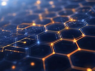 Obraz premium Hexagonal Grid with Glowing Nodes