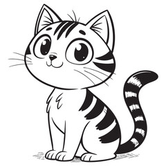 Obraz premium Cute Striped Kitten doodle drawing vector illustration