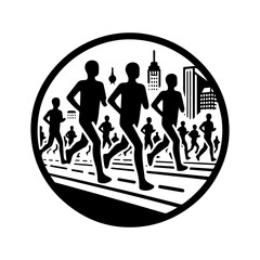 Obraz premium Marathon running icon with transparent background