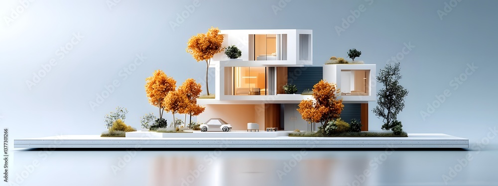 Poster architectural engineering blueprint for a minimalist modern apartment building with precise technica