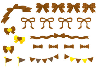 リボンと旗のセット_茶色