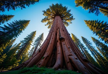view of a massive tree against blue sky