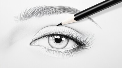 Pencil and charcoal drawing of a hyper-realistic eye, with fine shading details showing artistic mastery