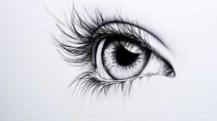 Pencil and charcoal drawing of a hyper-realistic eye, with fine shading details showing artistic mastery