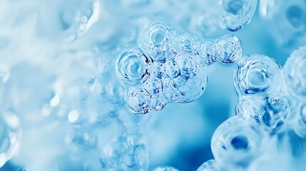 A close-up of frozen methane bubbles trapped in a crystal-clear ice sheet, forming surreal, layered patterns