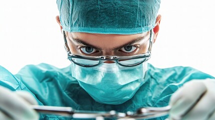 Surgeon Preparing for Operation with Surgical Tools in Focus