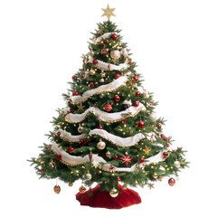 decorated christmas tree isolated on transparent background png
