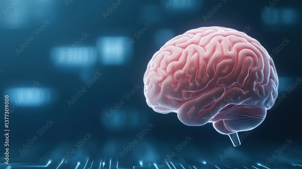 Aufkleber human brain illustration with digital data background for technology and science concepts in health 