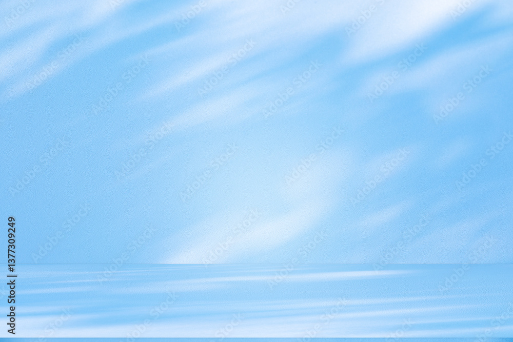 Aufkleber Wall interior background, studio and backdrops show products. with soft light shadow from window color blue and white. background for text insertion and presentation of product	
