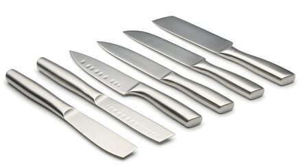 Sleek Stainless Steel Knife Set, Modern Design, Studio Shot