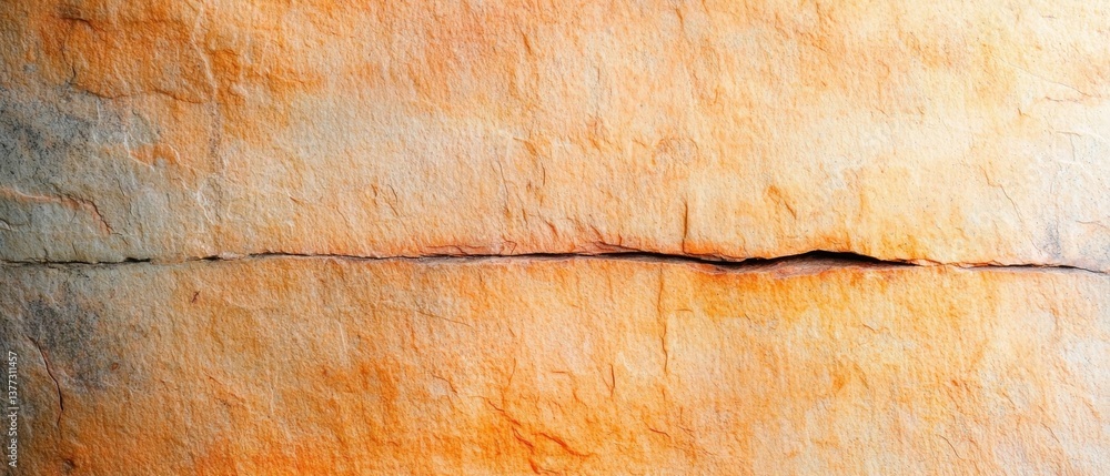 Poster a textured surface with subtle color variations, featuring a prominent crack running horizontally ac