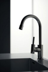 Sleek Modern Kitchen Faucet with High-Arc Spout and Minimalist Design in a Contemporary Setting