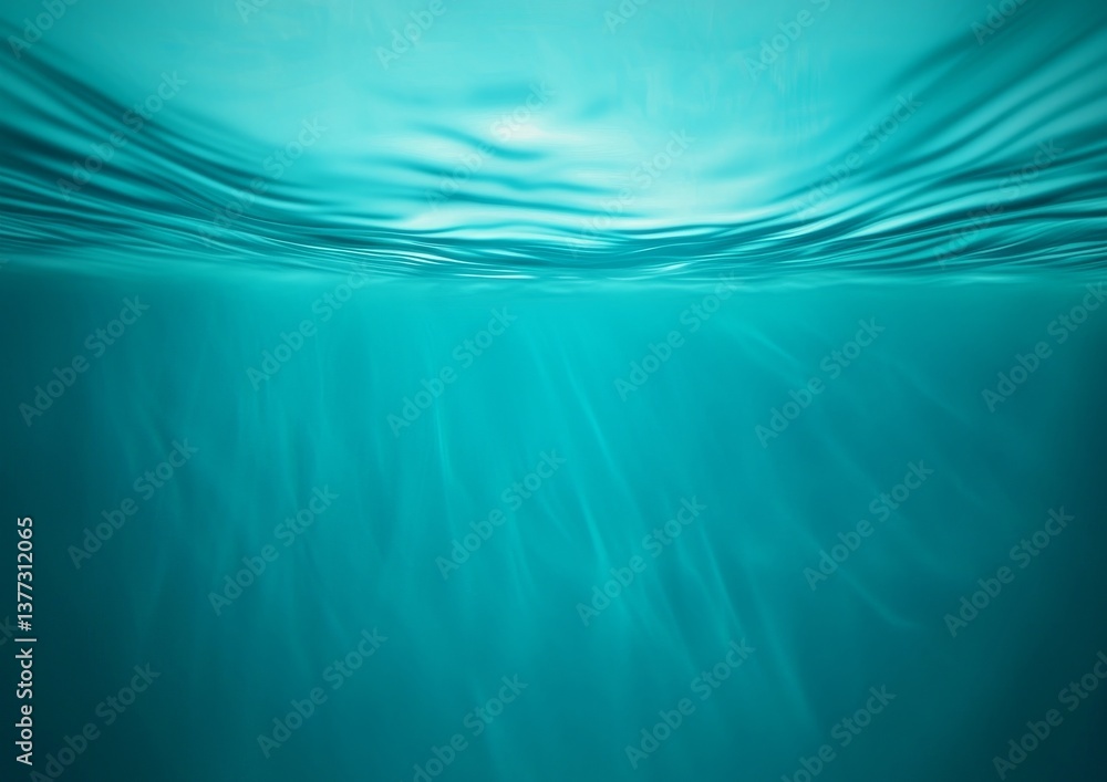 Poster an underwater view showcasing mesmerizing turquoise water with gentle ripples, creating a calming an