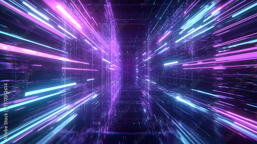 Poster dynamic quantum computing visuals futuristic digital background abstract wallpaper neon glow 3d pers