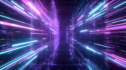 Obraz premium Dynamic quantum computing visuals futuristic digital background abstract wallpaper neon glow 3d perspective multidimensional data
