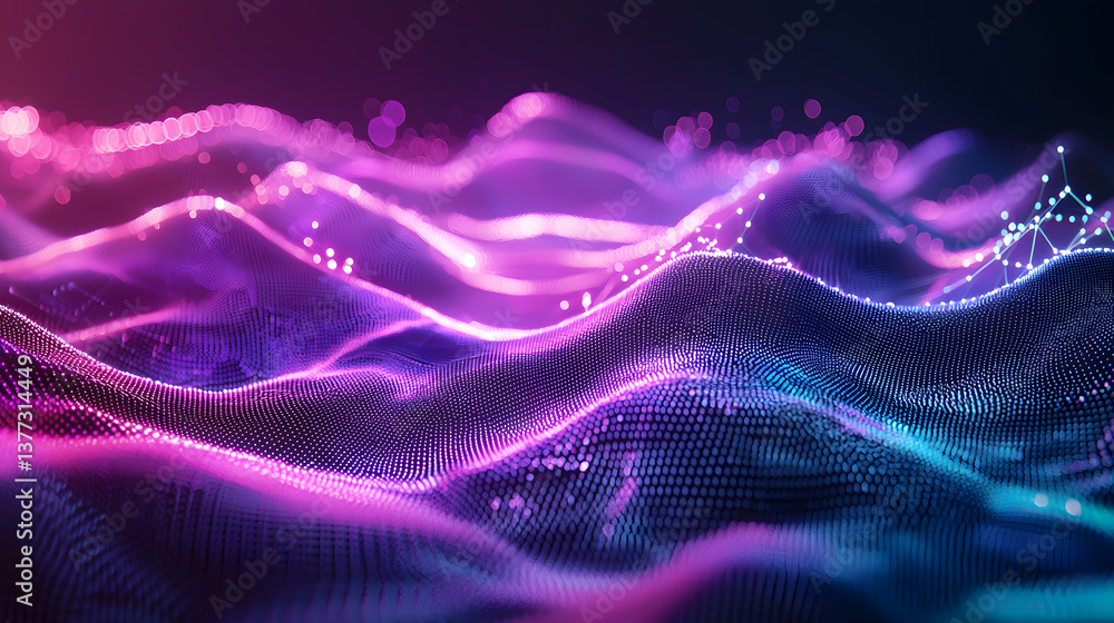 Poster dynamic quantum computing visualization digital space abstract background wallpaper multidimensional