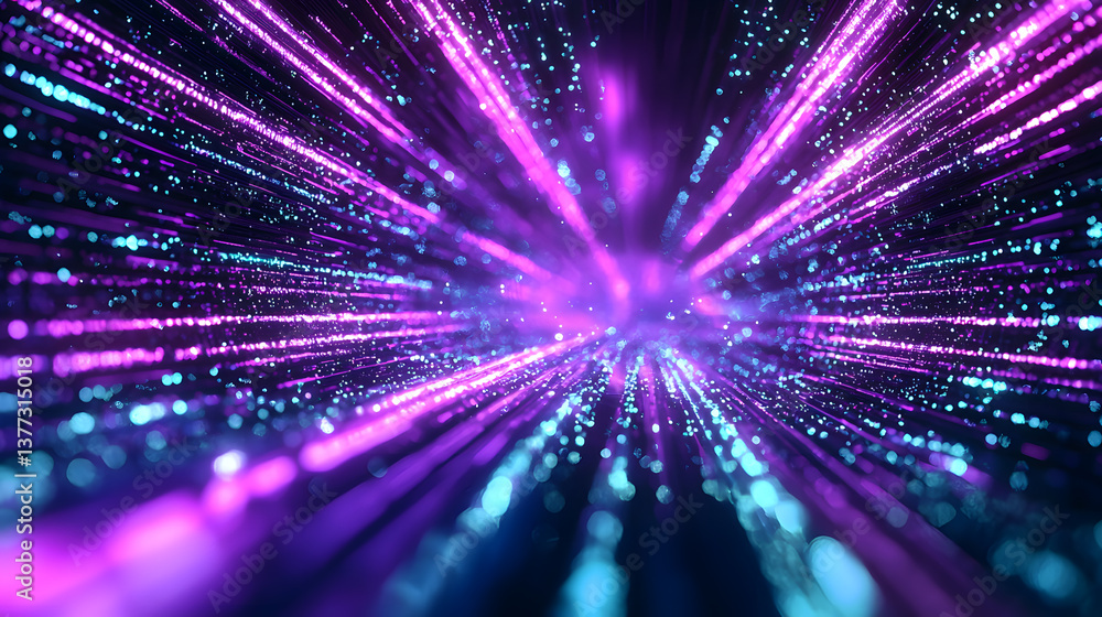 Poster vibrant quantum computing visualization digital space abstract wallpaper multidimensional background