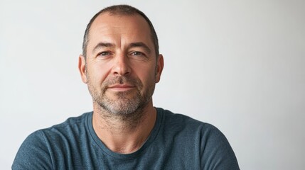 Obraz premium Mature caucasian male with short hair and beard in casual attire