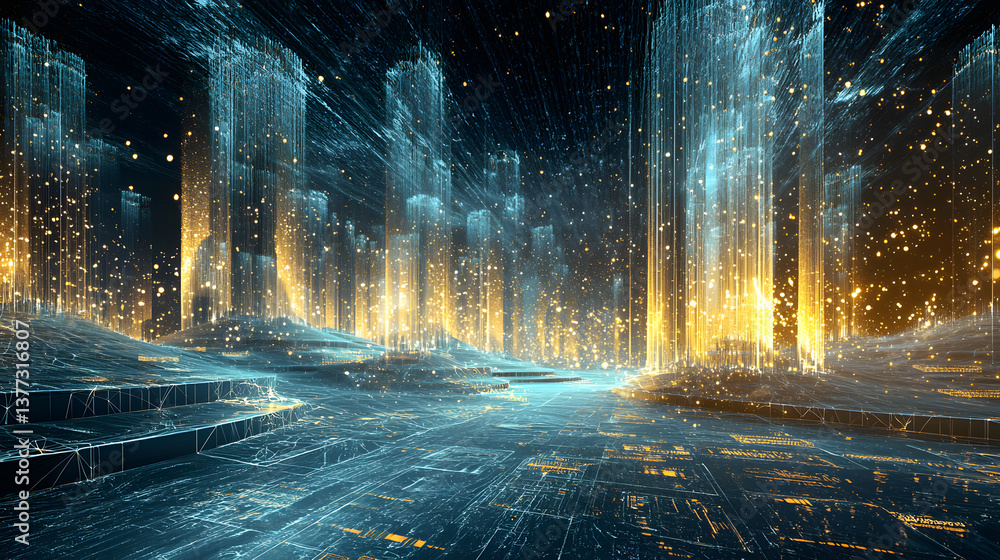 Poster quantum computing exploration multidimensional data visualization digital landscape wallpaper high-t