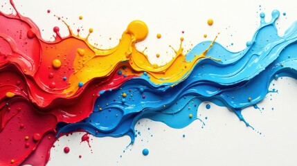 Dynamic Swirling Waves of Vibrant Hues An Abstract Composition Featuring Expressive Paint Splashes and Fluid Strokes in a Bold Color Palette