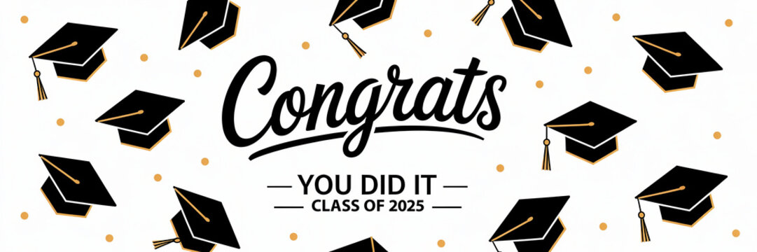 Graduation hats celebrate the Class of 2020 with a congratulatory message.