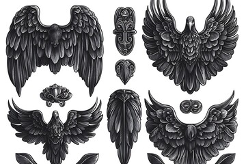 Obraz premium Black Eagle Wings Design Elements.