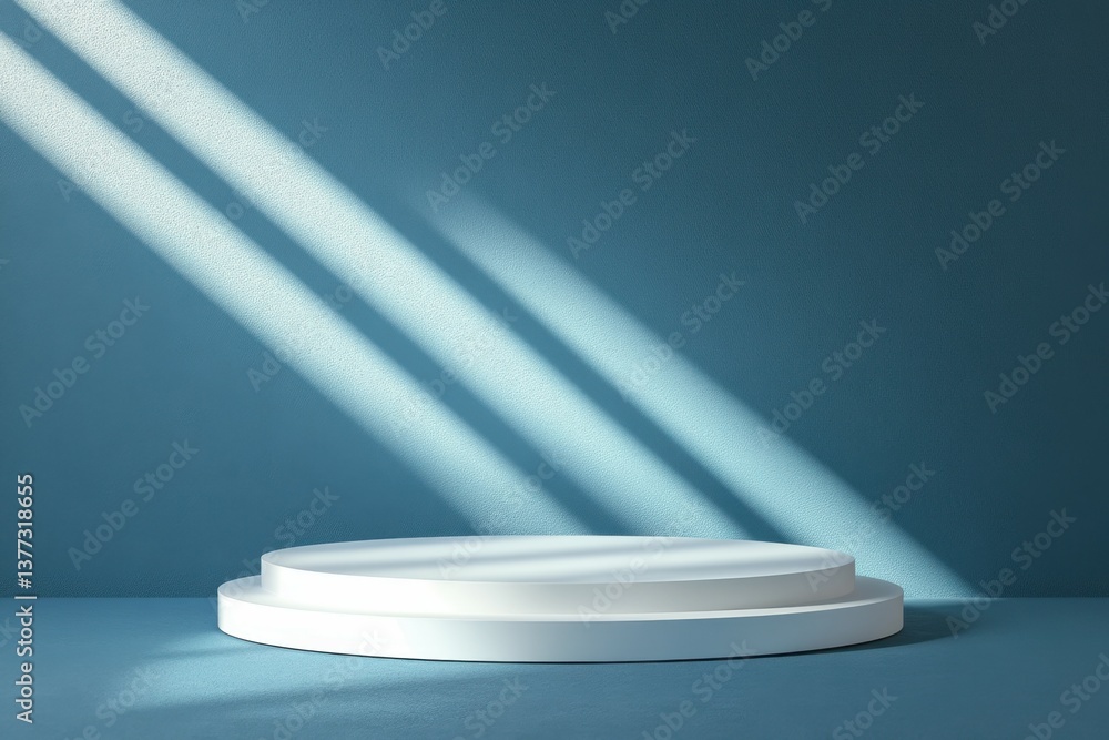 Poster a stage of light and shadow: a minimalist stage bathed in an elegant interplay of light and shadow, 