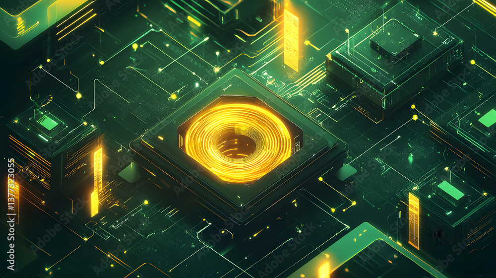 Poster sustainable tech digital systems visualized high-tech background wallpaper abstract digital environm